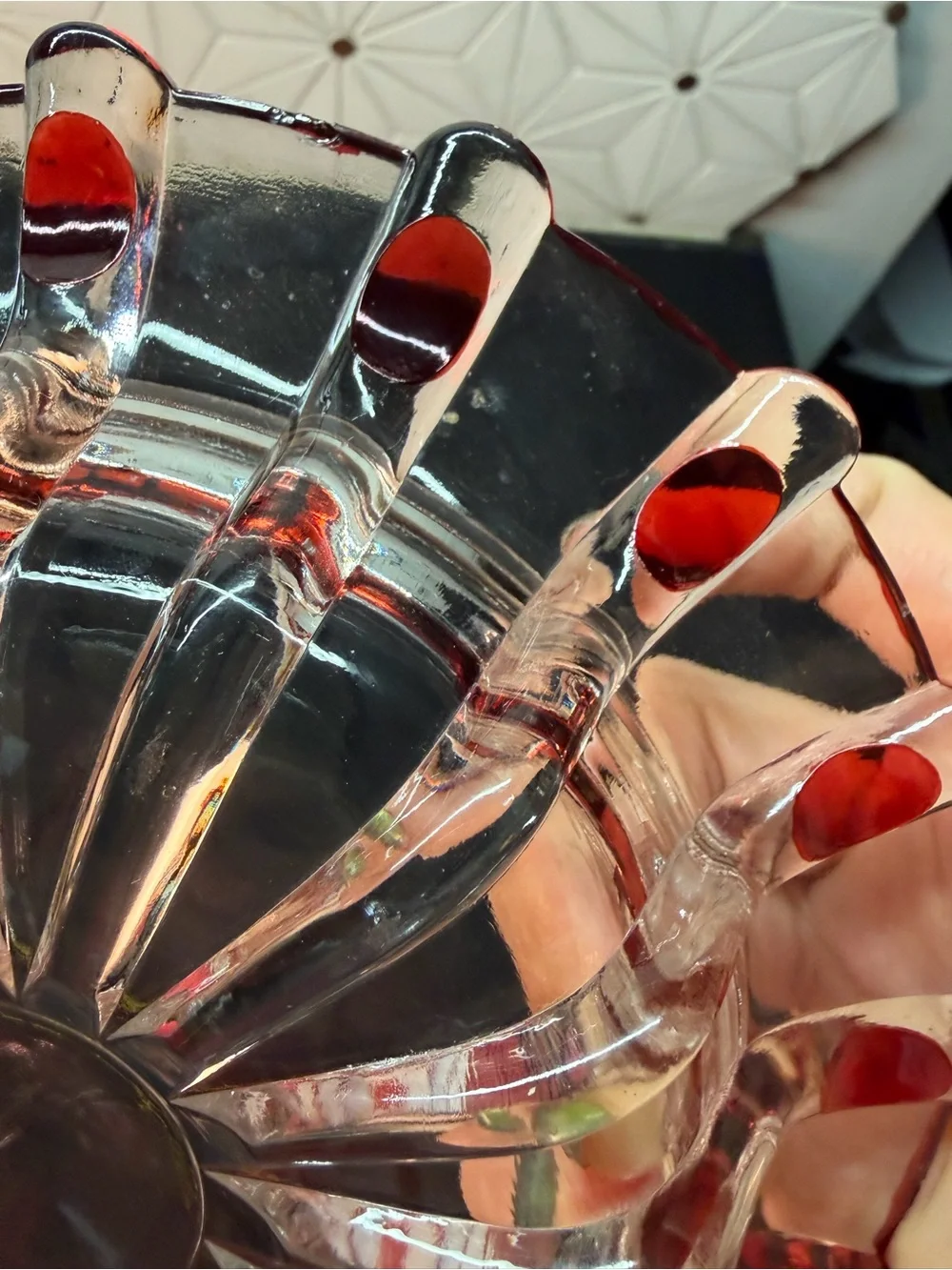 Antique c.1891 U.S. Glass Broken Column Ruby Stain Covered Butter Dish EAPG
